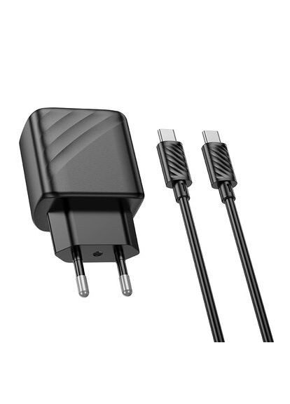 Мережевий зарядний пристрій з кабелем CS22A Value single port PD30W charger set(Type-C to Type-C) Black Hoco (364925263)