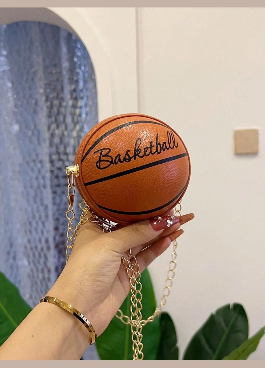 Жіноча кругла сумка маленька 10407 BASKETBALL м'яч на ланцюжку коричнева No Brand (313235634)