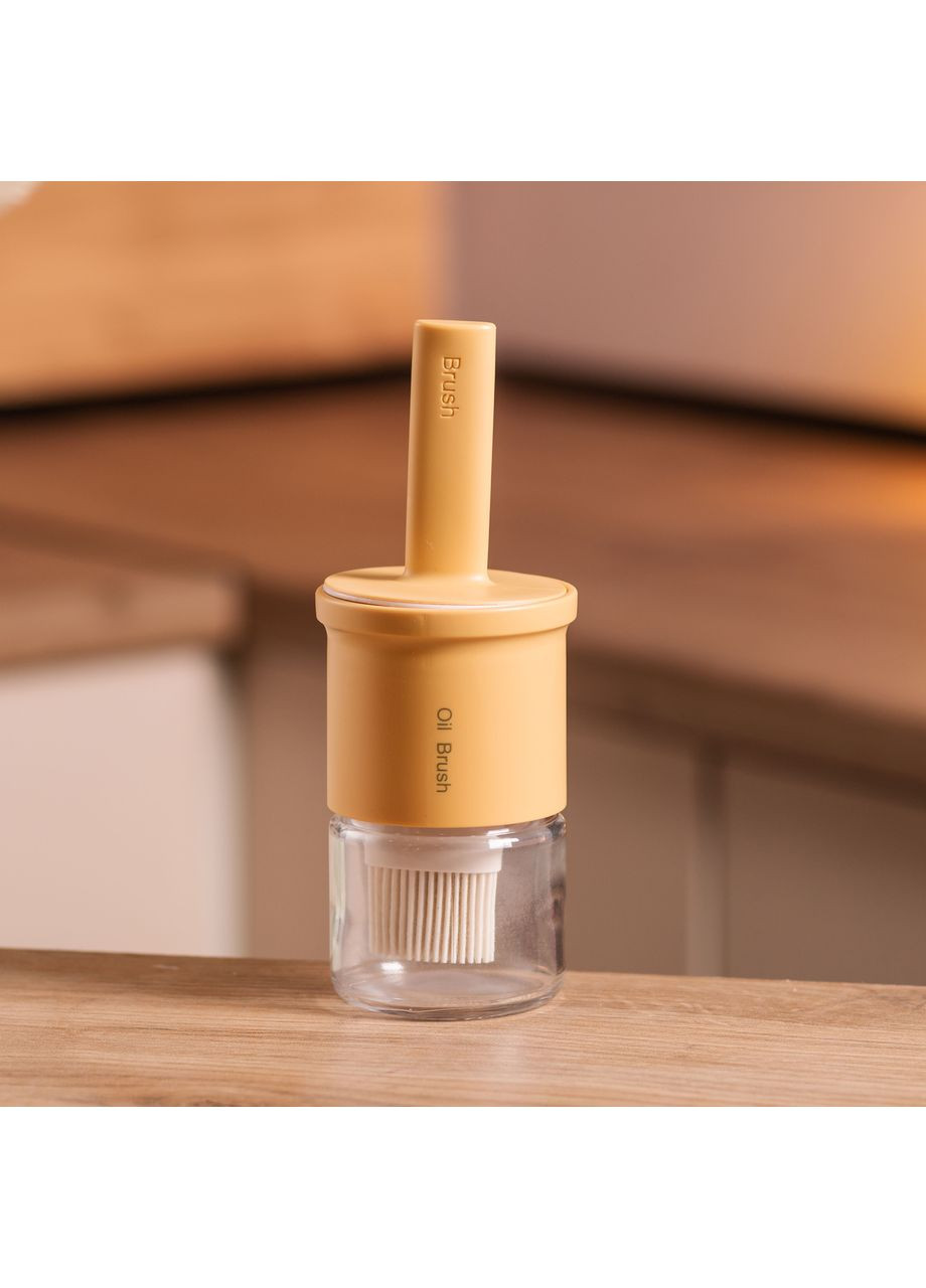 Баночка для олії з пензликом 300 мл диспенсер з пензликом для оливкової, соняшникової олії Жовтий HP-34-11Y Yiwu (370801468)