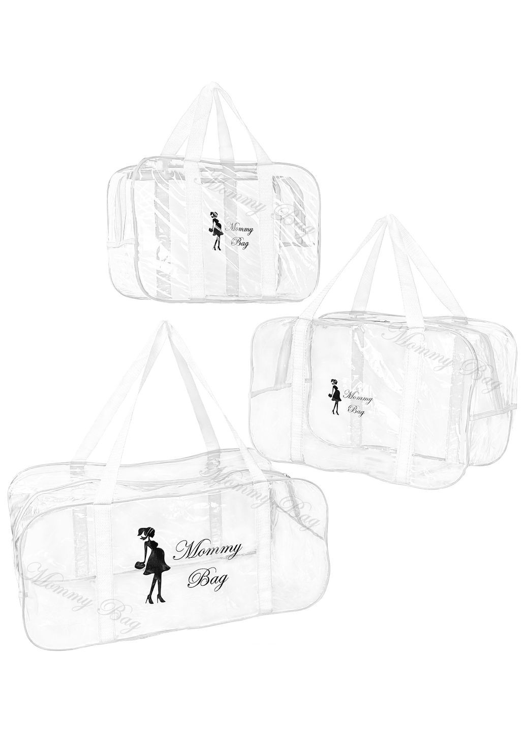 Набор из прозрачных сумок в роддом (S, M, L) Mommy Bag (280941946)