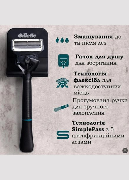 Станок (бритва) для интимных зон с 1 сменной кассетой и держателем для душа черный Gillette Intimate (330774390)