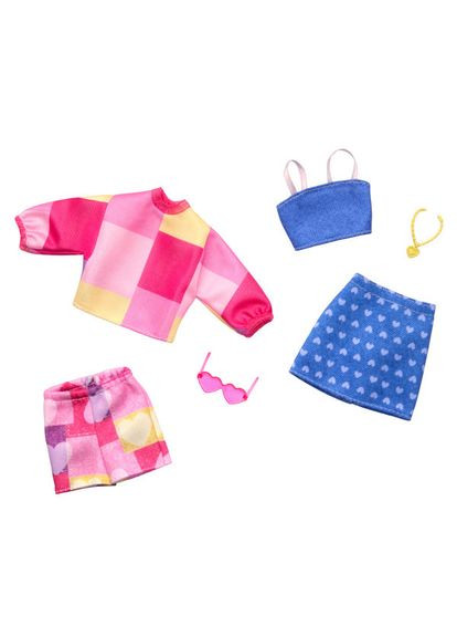 Набір одягу Два модних образи Синій топ та рожеві шорти, намисто, рожево-жовта кофта та синя спідниця (GWF04/HRH42) Barbie (370968175)