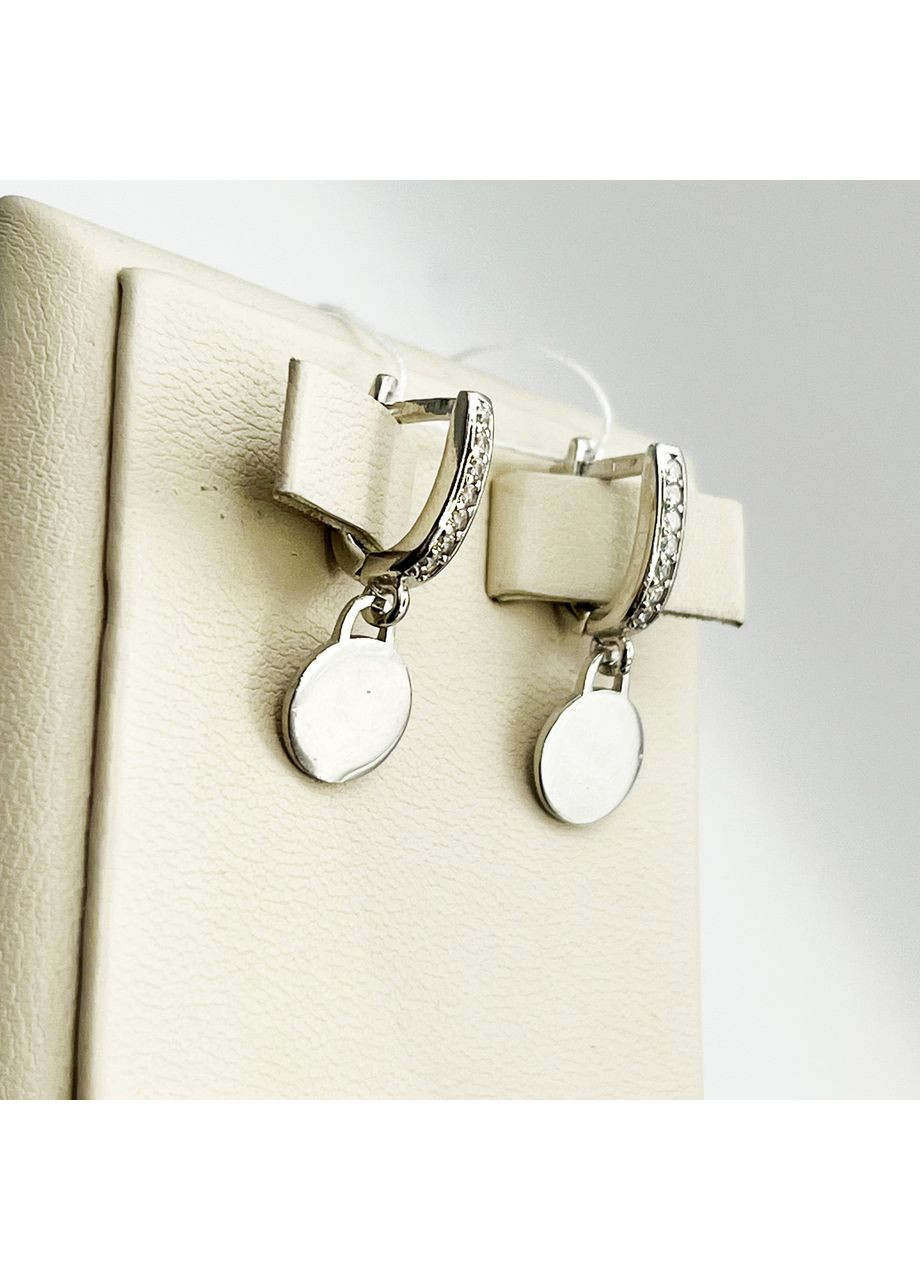 Серьги-кольца серебряные с кубическим цирконием "Монетки" 3,5 г No Brand (369736621)