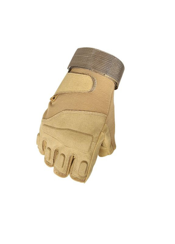Тактические перчатки беспалые E302 Sand Khaki военные армейские с открытыми пальцами 9шт Lesko (360505185)