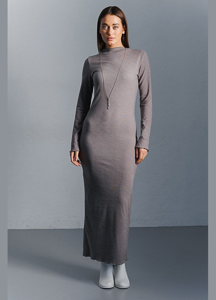 Сіра довга сукня-футляр коричневого кольору Arjen