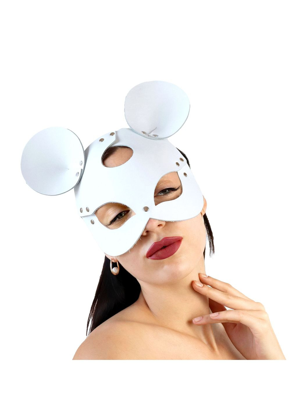 Кожаная маска зайчика Mouse Mask, цвет Белый Art of Sex (289873668)