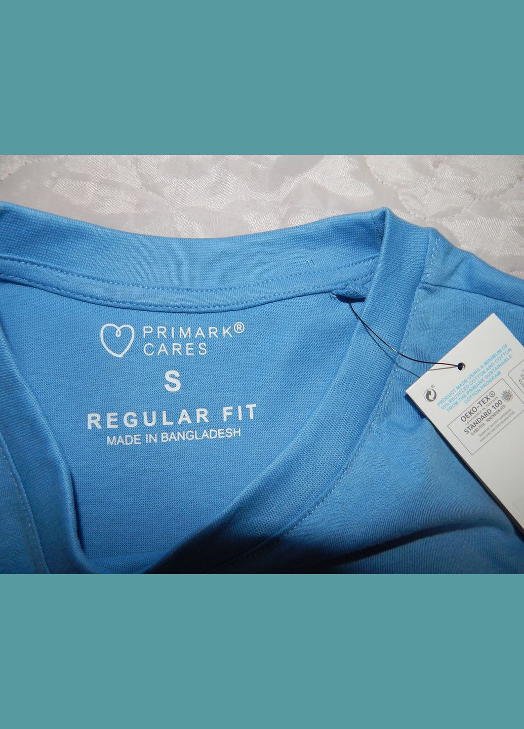 Голубая мужская футболка cares оригинал р.48 145fm Primark