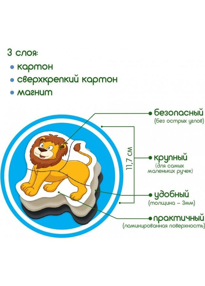 Магнитные пазлы "Зоо" ML4031-18 EN No Brand (333941385)
