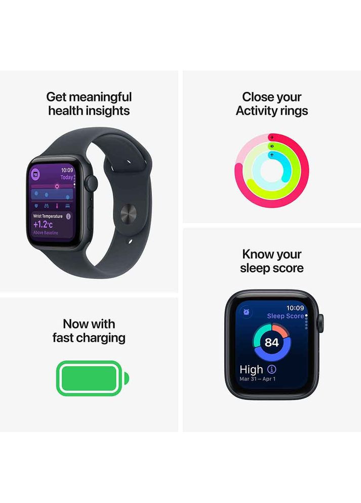 Смарт-годинник Watch SE 3 GPS + Cellular 44mm Midnight Aluminium Case with Midnight Sport Band - S/M (MEPH4RK/A) Apple (362209022)