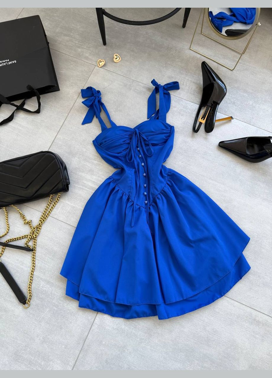 Сукня комбінезон No Brand комбінезон-шорти однотонний синій кежуал, коктейльний софт