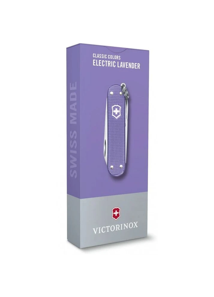 Нож Classic SD Alox Colors Electric Lavender 58мм, 5функ, рифл.фиол., складной, для туризма, легкий Victorinox (395600573)