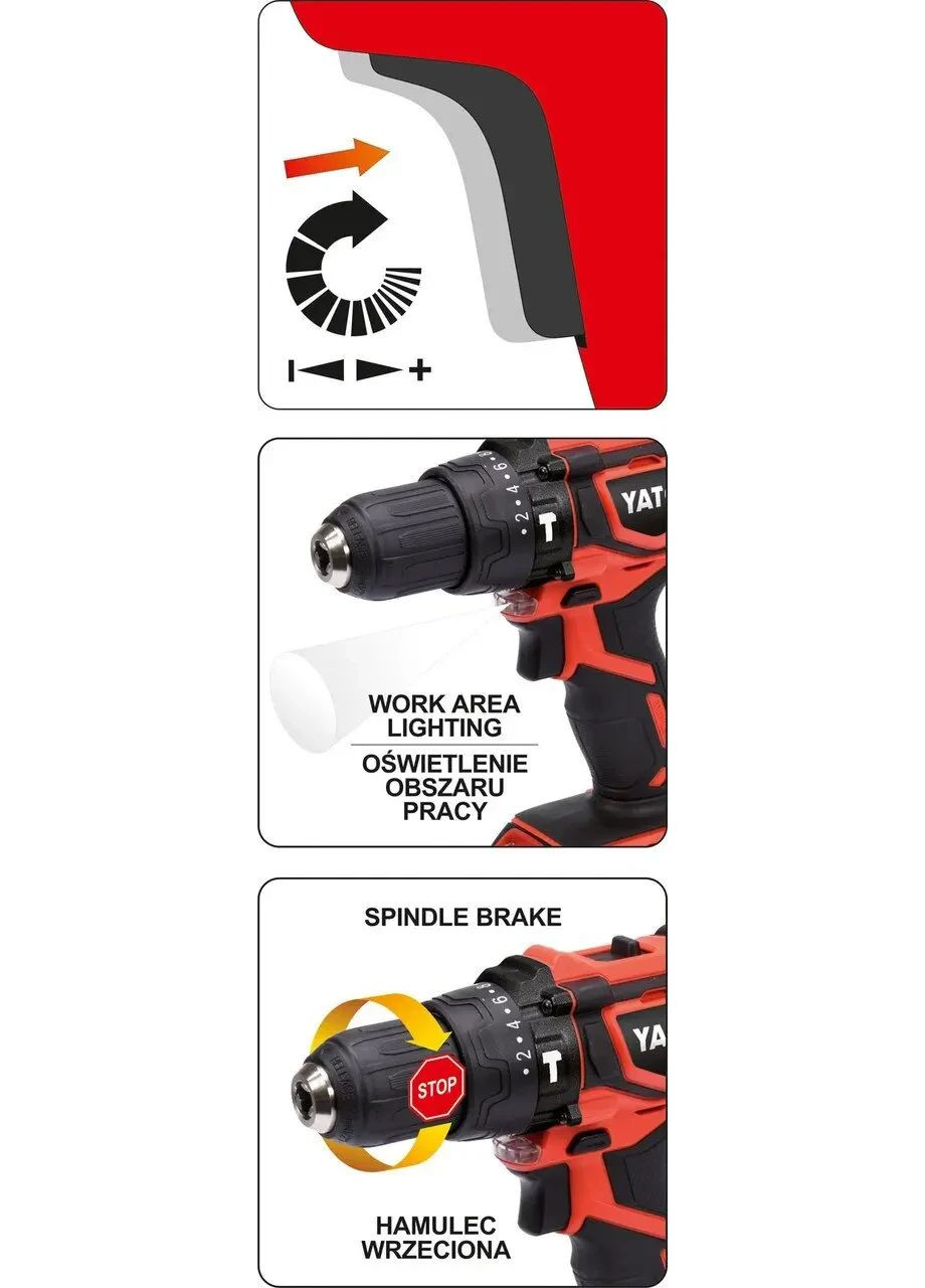 Дриль-шуруповерт акумуляторний Без Акумулятора YT-82781 YATO (365330200)