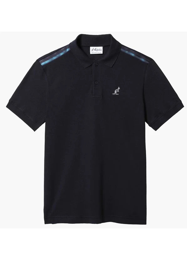 Черная футболка-поло tape stripe polo club pique black lsupo0060-200 для мужчин Australian