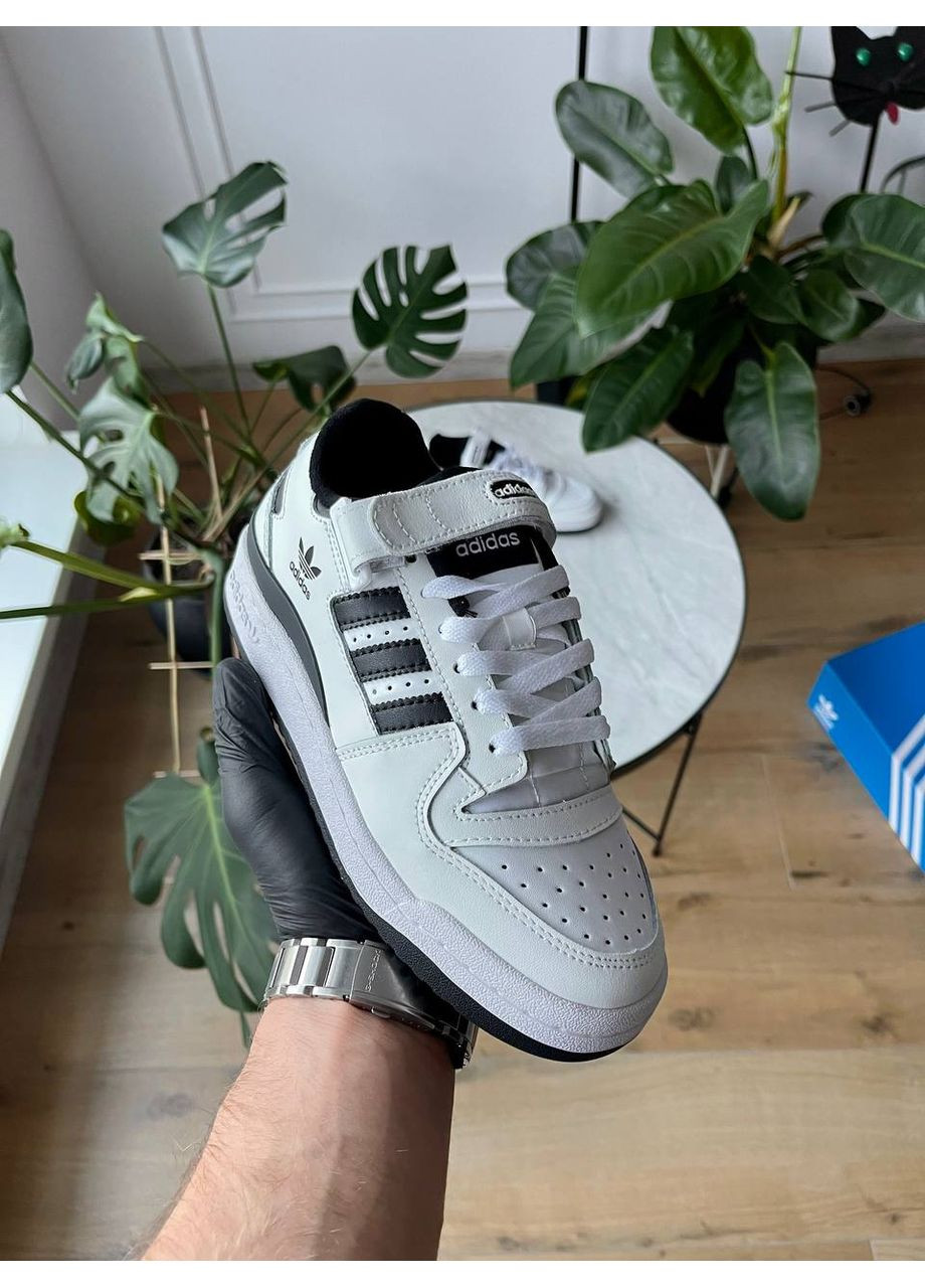 Кросівки жіночі і чоловічі Adidas Forum Low White Black | Адідас Форум низькі білі No Brand білі демісезони (362207190)