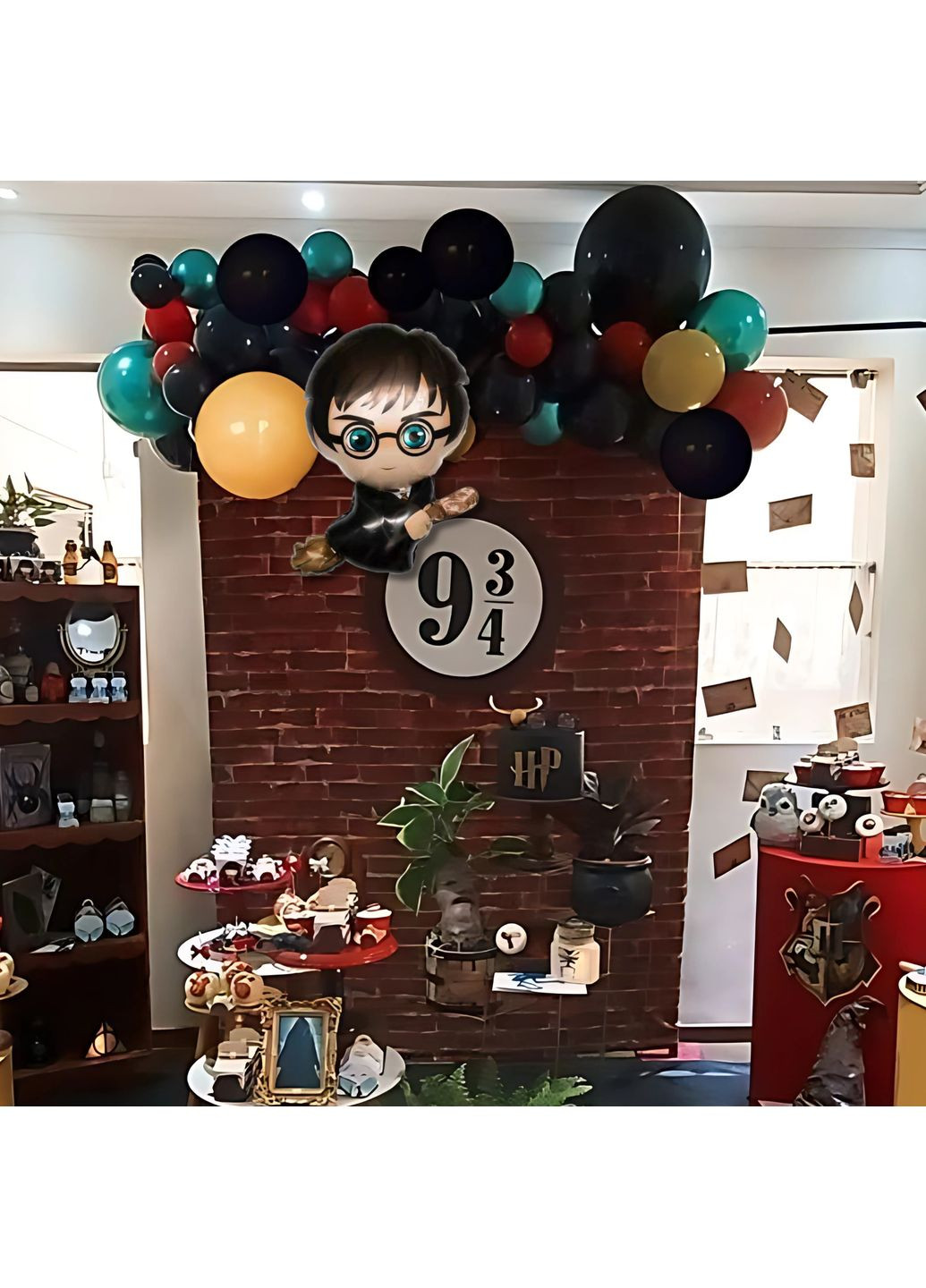 Набор 45 шаров для фотозоны Гарри Поттер Вход на платформу Черный и хром тиффани No Brand (360559689)