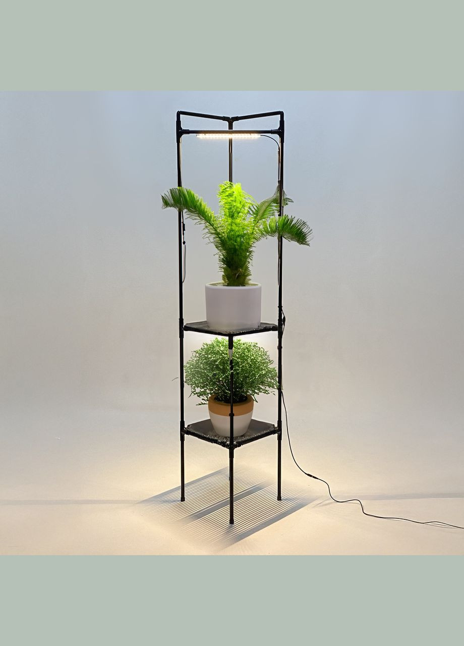 Полицястелаж для квітів з підсвічуванням Cornetta Light. Кутова підлогова підставка для рослин з фітолампами Metaplant (303776748)