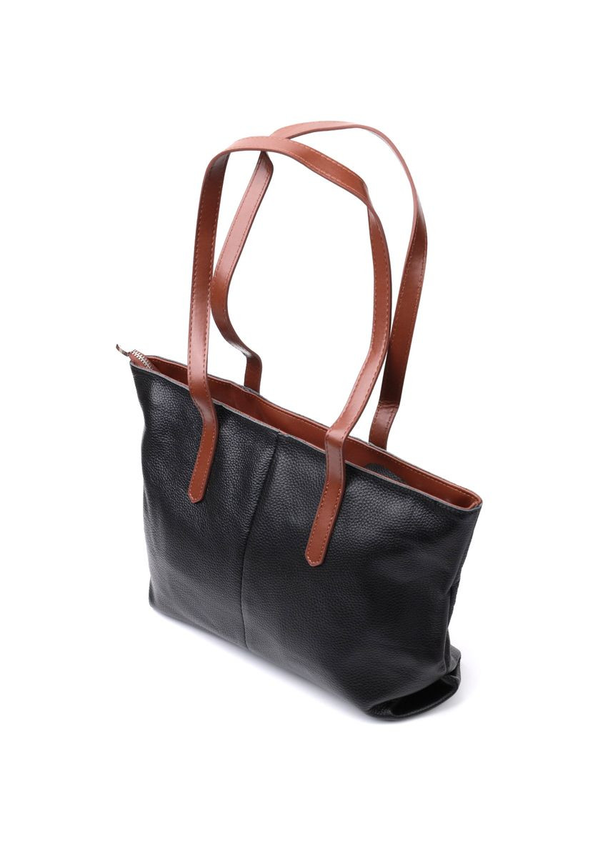 Містка сумка для жінок із натуральної шкіри чорна 22281 Vintage (329198878)