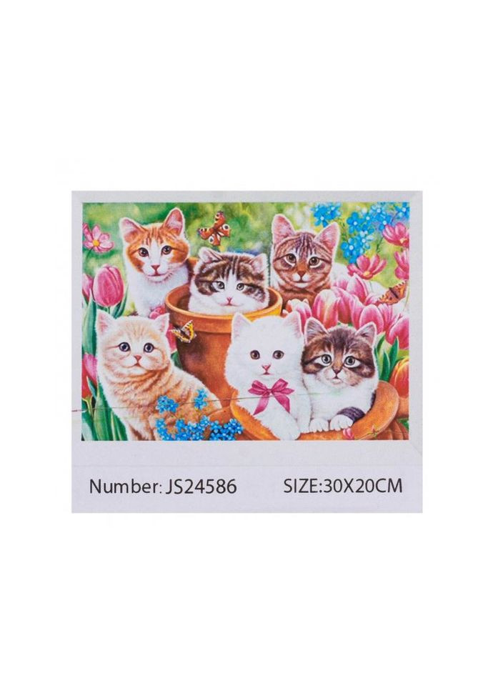 Алмазна мозаїка Коти у квітах, (30х20 см) TK Group (316262022)