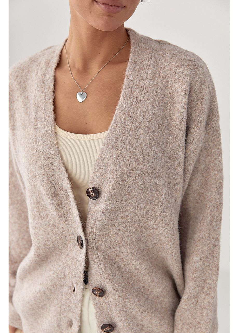 Кофейный зимний кардиган Lurex