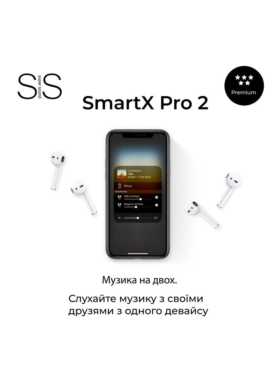 Наушники беспроводные TWS Pro 2 Premium Bluetooth наушники с микрофоном SAP2P Smartx (369143073)