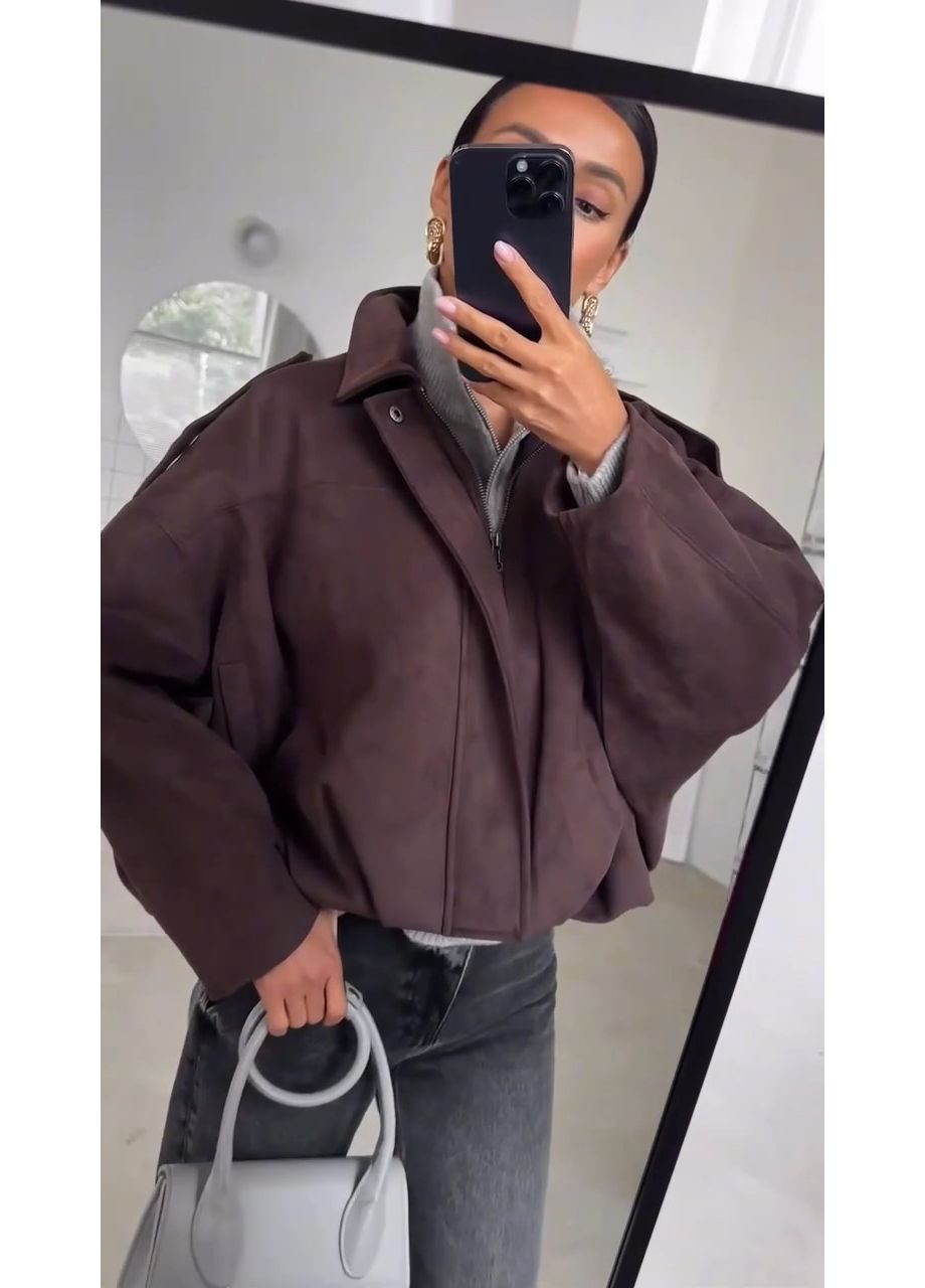 Женский укороченный бомбер свободного кроя MonCher на молнии (359380631)