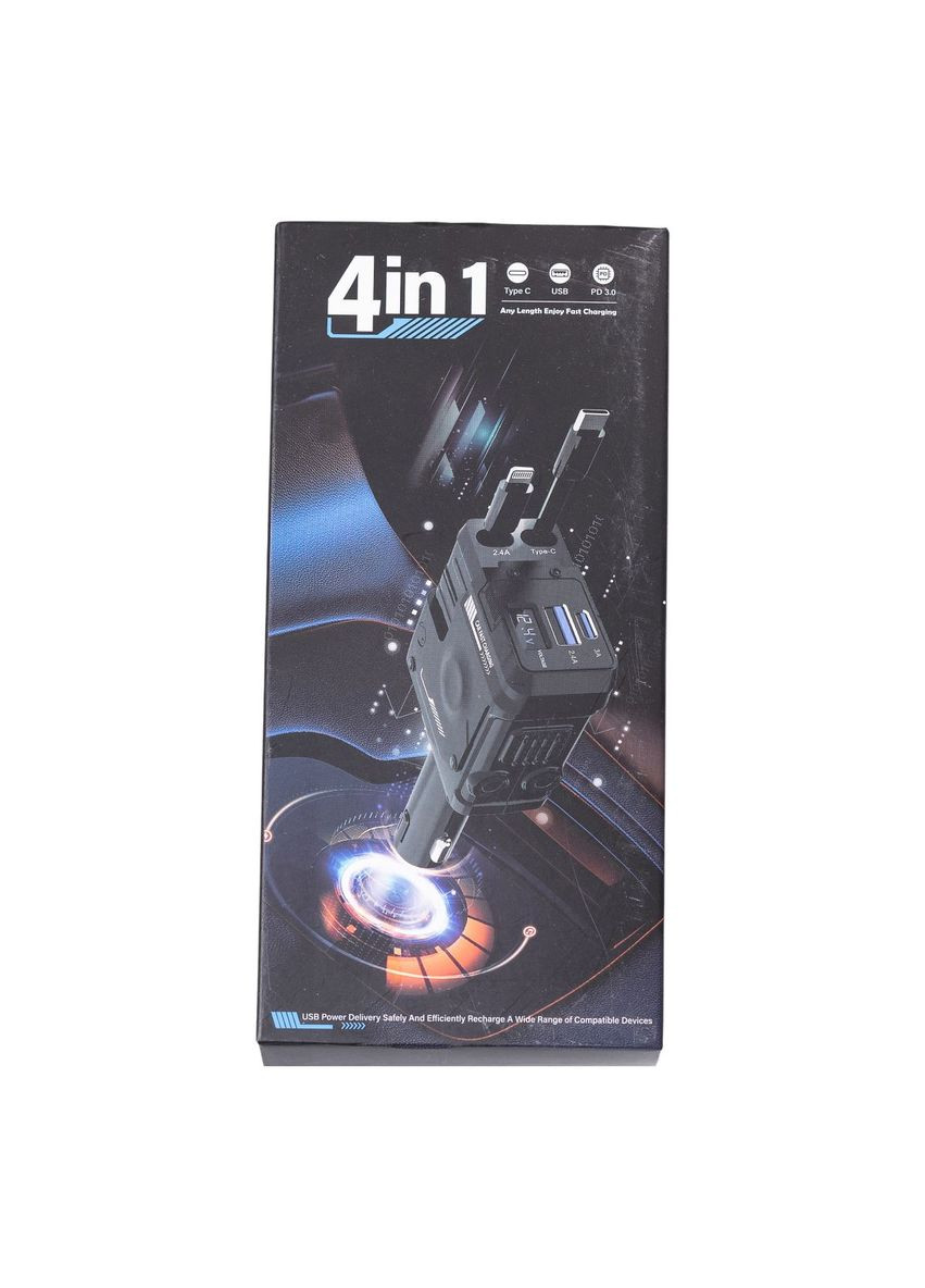 Автомобільний зарядний пристрій MECHA з висувними кабелями та портами USB/Type-C Білий HP-A1W Shenzhen (370706719)