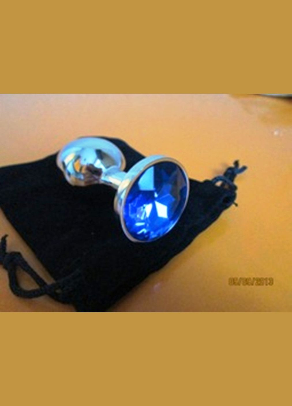 Середня анальна пробка з бузковим кристалом у чохлі 8*3.4 см Металева No Brand (340914562)