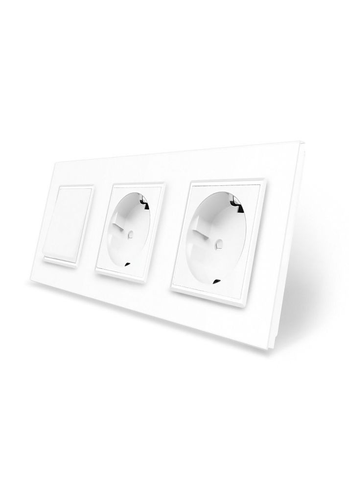 Одноклавишный выключатель с двойной розеткой стекло (VL-C7C2EUK1-11) Livolo (371260647)