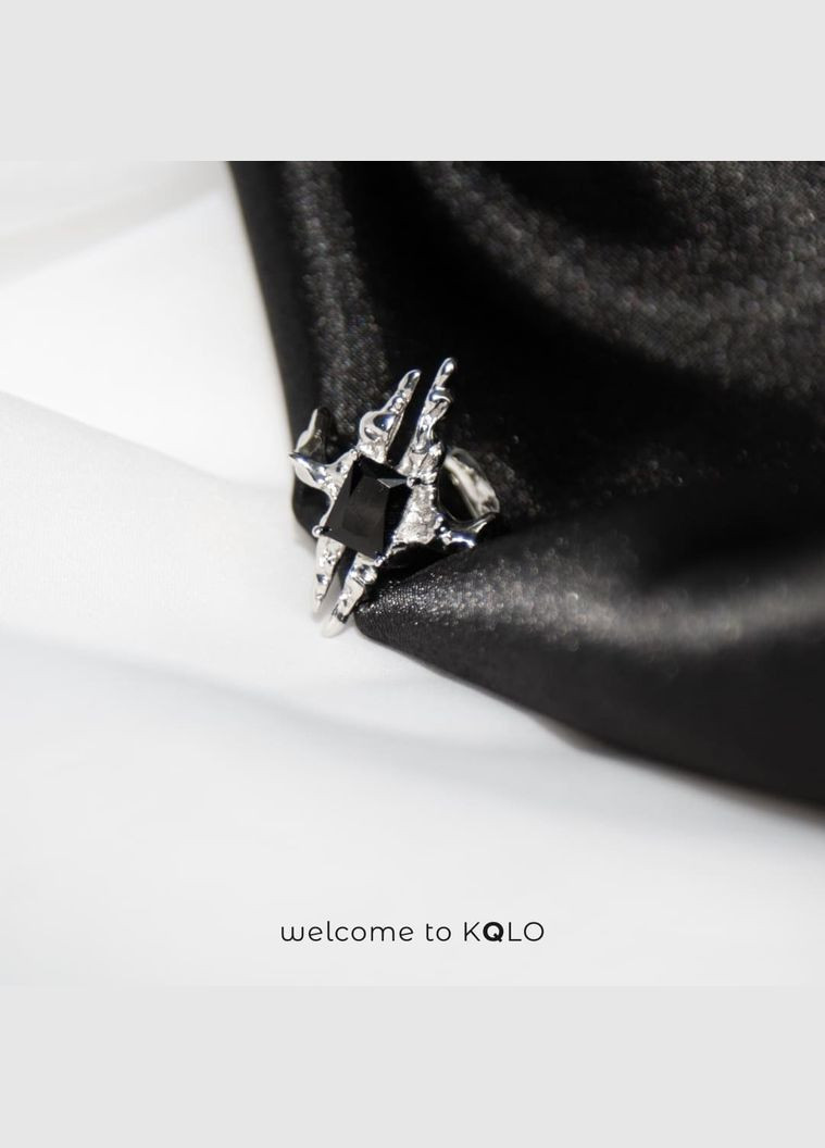 Колечко Пространство загадочное готическое с черным камнем причудливое необычное кольцо в стиле гранж панк харадзюку элегантное No Brand (311222942)