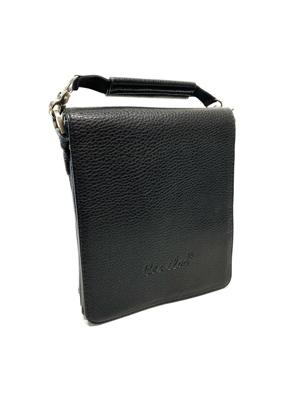 Чоловіча сумка з еко-шкіри K1040M-01 чорна 21,5x18,5x5 Cantlor (369475449)