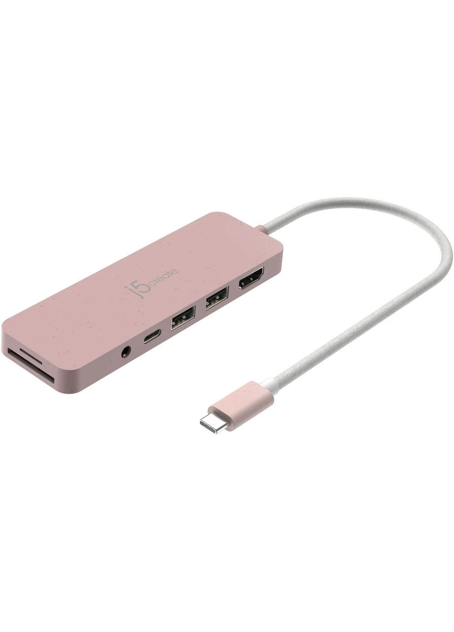 USB-хаб USB-C 6-в-1 Рожевий (JCD373ER-N) J5create (396848711)