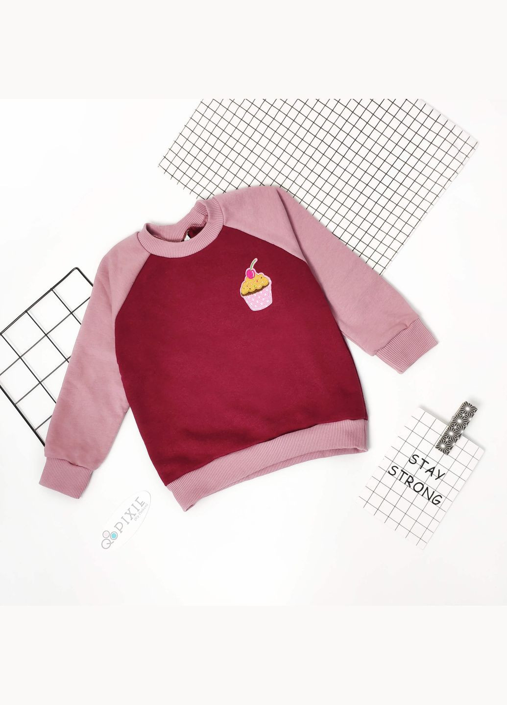Qoopixie кофта детская с кексом (100см) (о1372) розовый хлопок