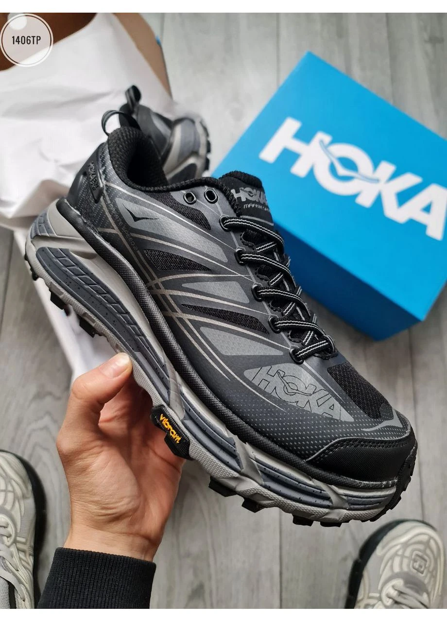 Черные летние кроссовки hoka end. x mafate speed 2 black/gray хока No Brand