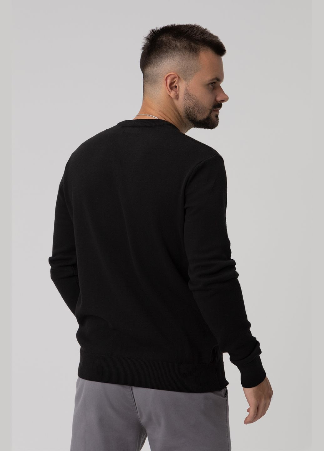 Пуловер однотонный мужской 6976 Черный (2000989965275) shop (2000989965275) Figo (316021864)