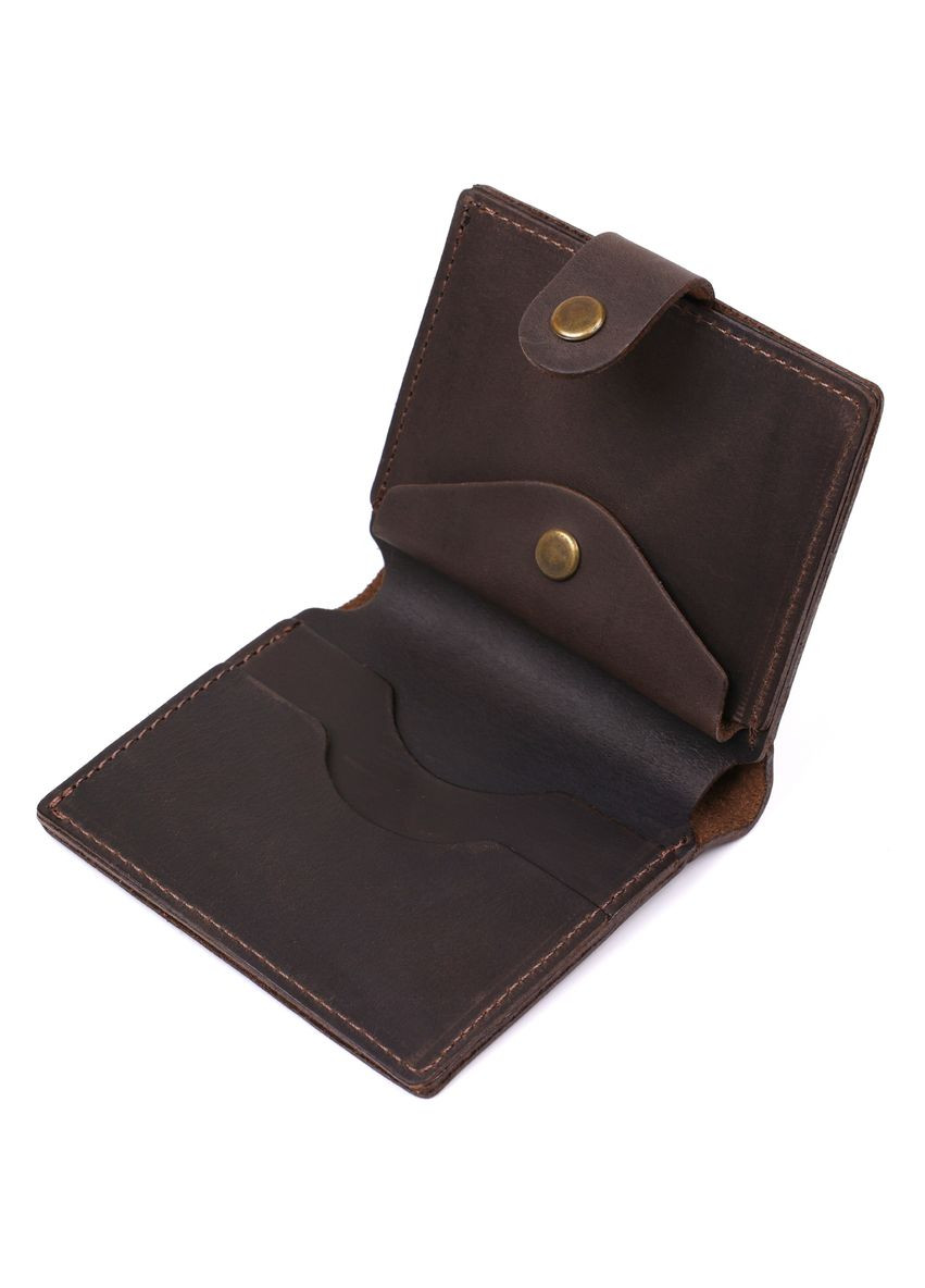 Чоловічий шкіряний гаманець з хлястиком та монетницею коричневий (sku_16475) No Brand (327820522)