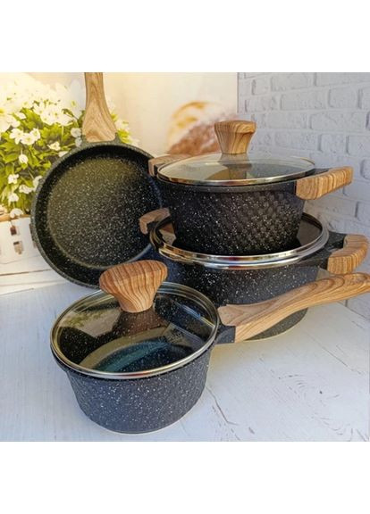 Набор посуды ST-3035 7 предметов с крышками гранитное покрытие Styleberg (372459349)