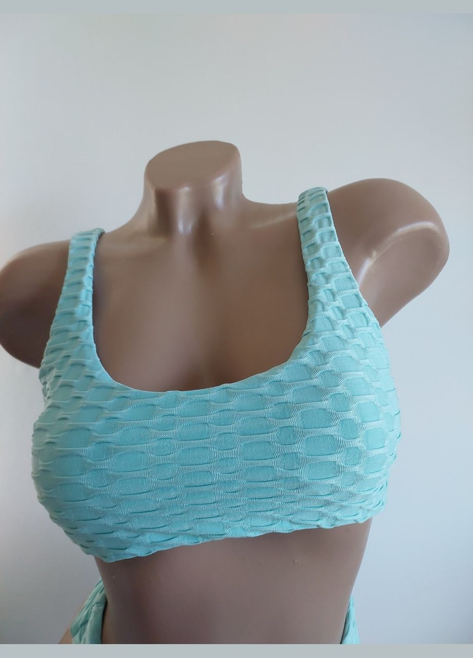 Бірюзовий літній жіночий роздільний купальник жатка No Brand