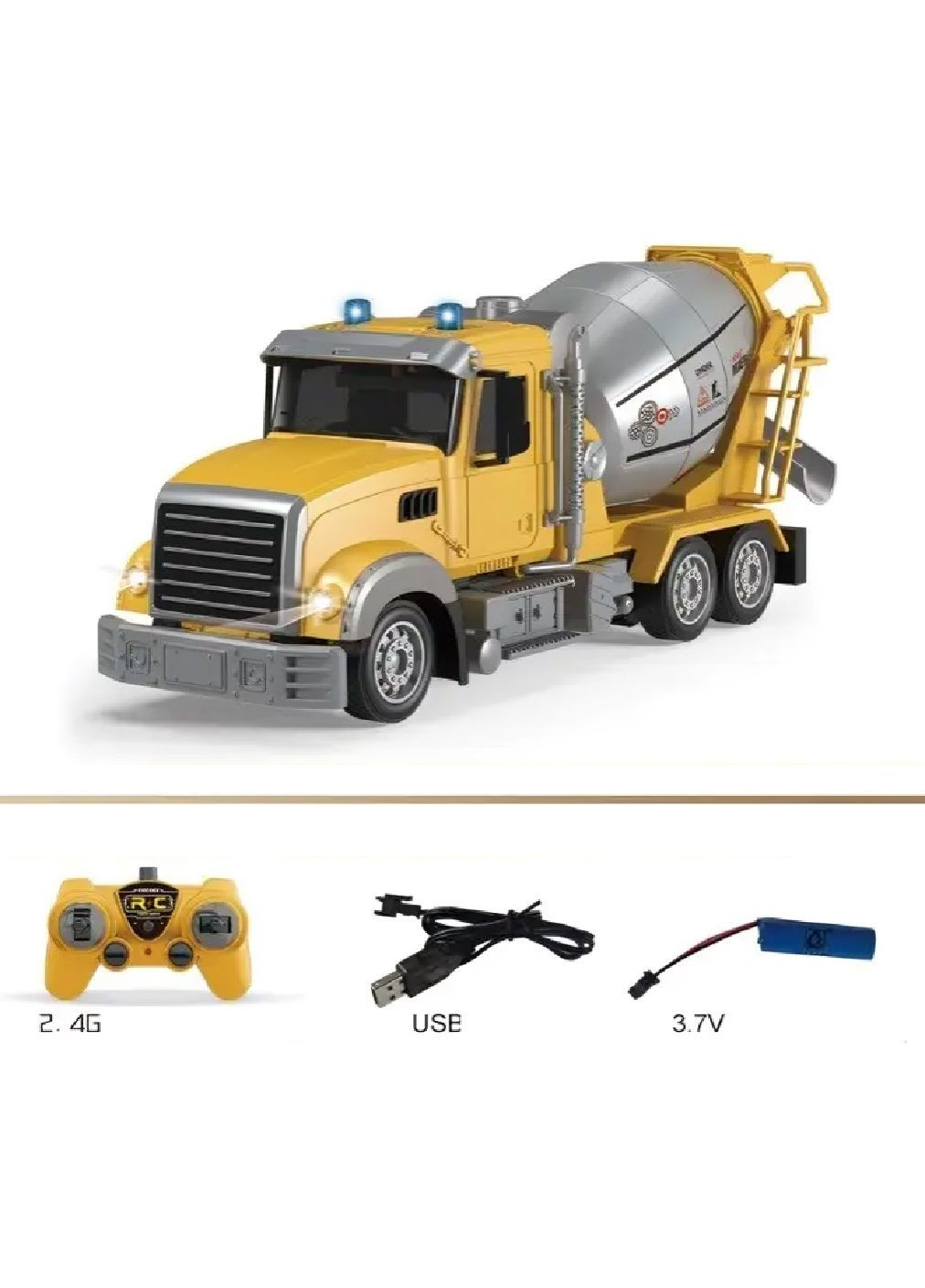 Дитяча іграшка інженерна машинка спецтехніка з масштабом 1:24 на радіокеруванні 36х11х15.5 см (478296-Prob) Бетономішалка Unbranded (303835238)