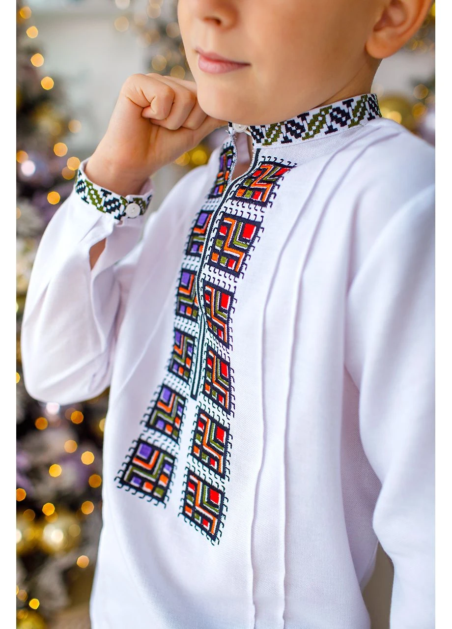 Вишиванка для хлопчика Михайлик біла з червоним Solovey 8490 (383529637)