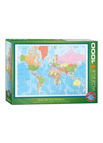 Пазл Карта мира, 1000 элементов (6000-1271) Eurographics Мапа світу, 1000 елементів (366158703)