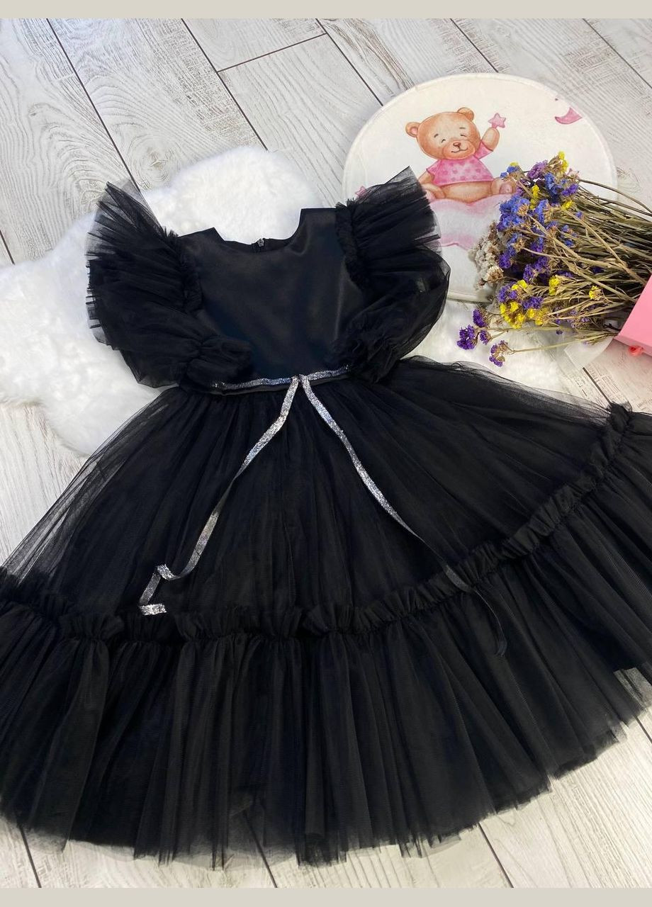 Чёрное платье праздничное черное для девочки венздей, венсдей, wednesday 134 No Brand (359472879)