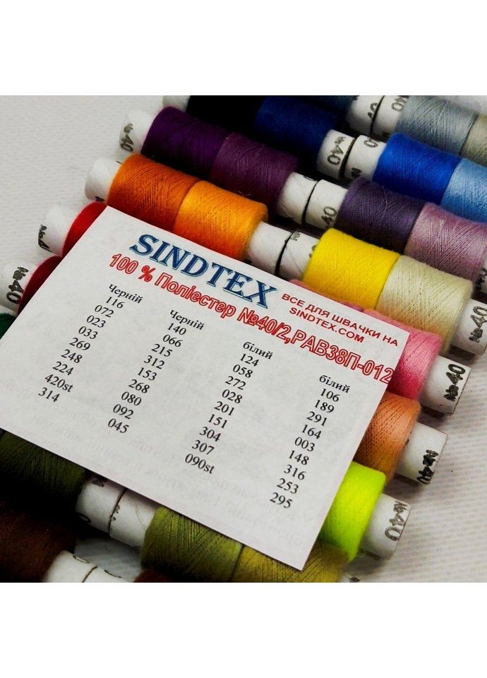 Набір ниток -012 40/2 100% Поліестер 180 м (до 20 шт для 38 кольорів) Peri (352744285)