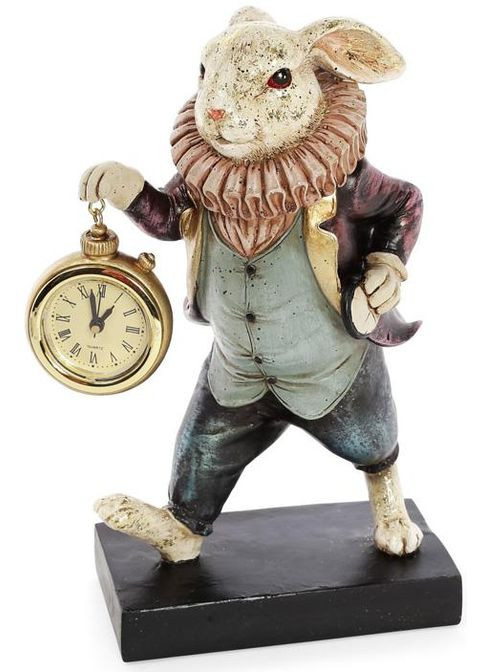 Статуетка з годинником Кролик у піджаку полістоун для декору інтер'єру фігурка з годинником 15х10х24 см Bona (368980595)