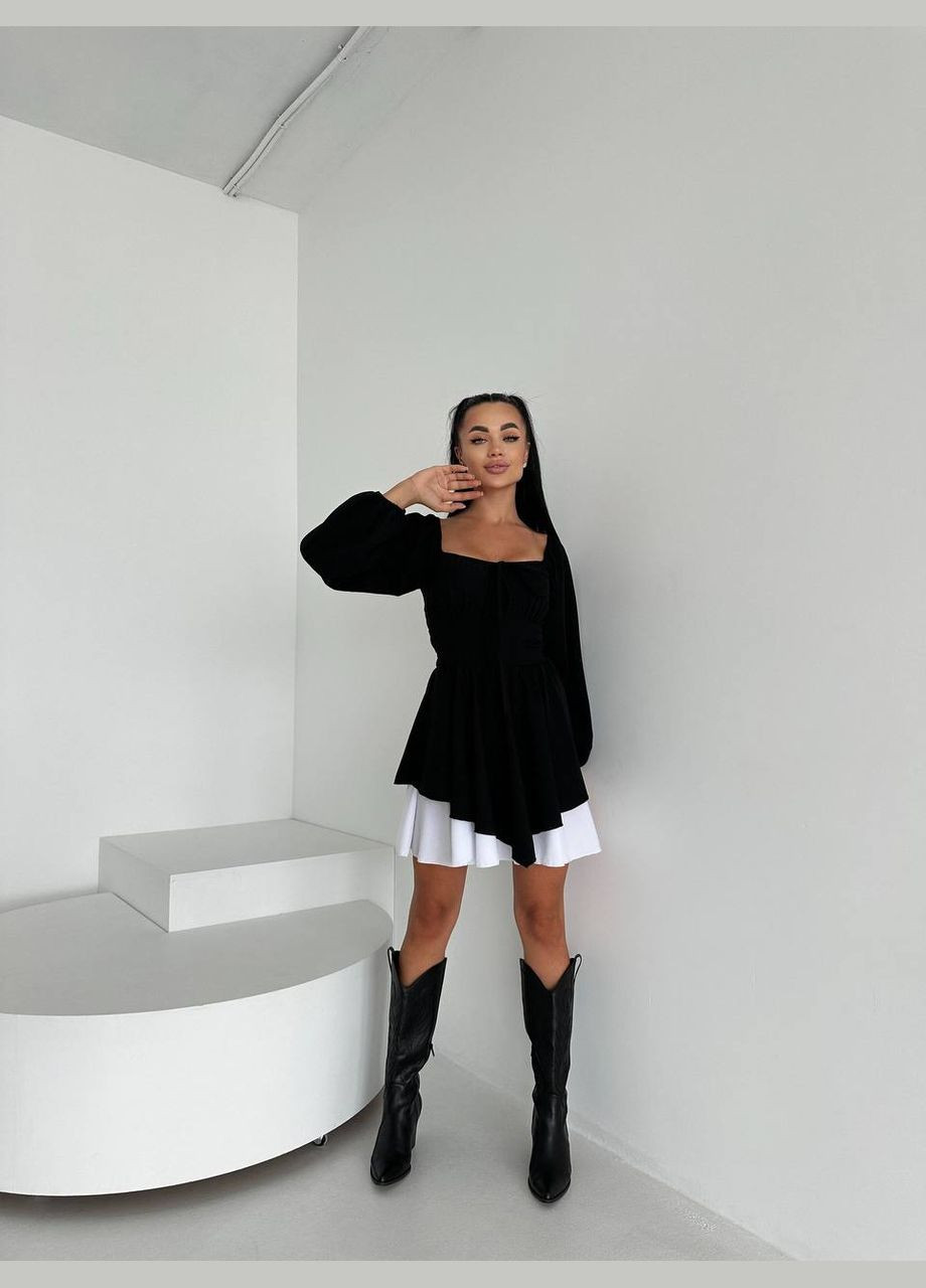 Чорно-білий повсякденний, святковий, коктейльна, вечірня жіноча сукня No Brand однотонна