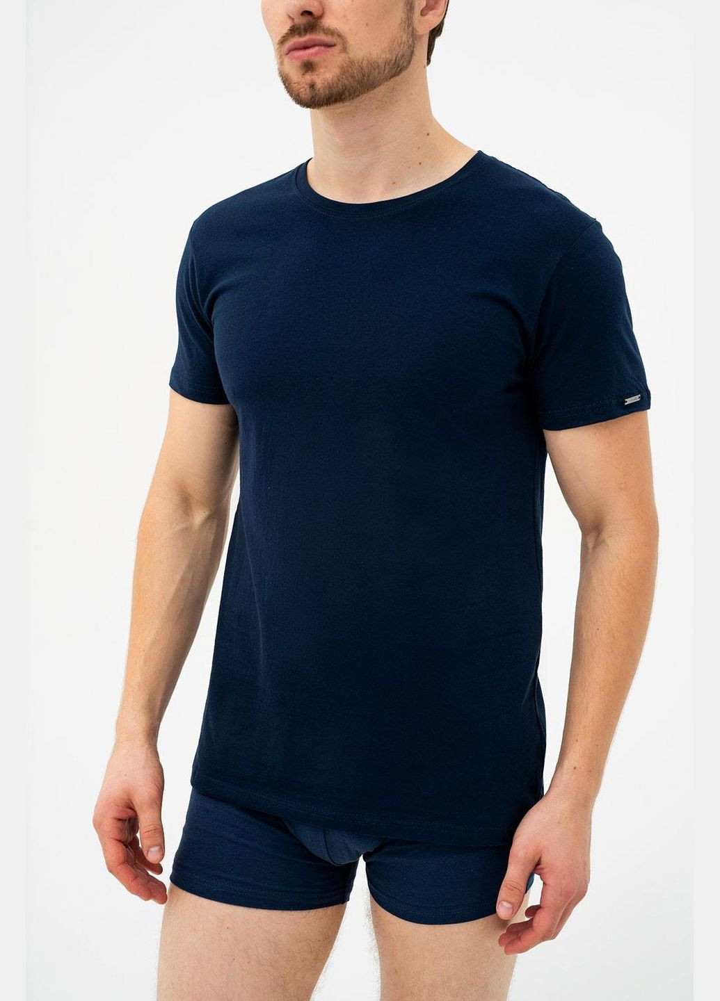 Темно-синяя футболка мужская 3xl navy blue 202 new с коротким рукавом Cornette