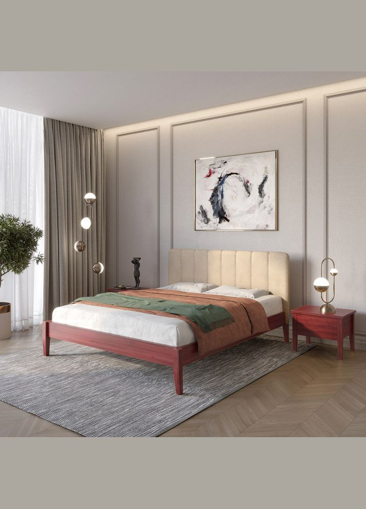 Двоспальне дерев'яне ліжко Лондон ДК /Аляска 23 (Бежевий) Б1 180х190 см (MBG-6639) Mebigrand (368282164)