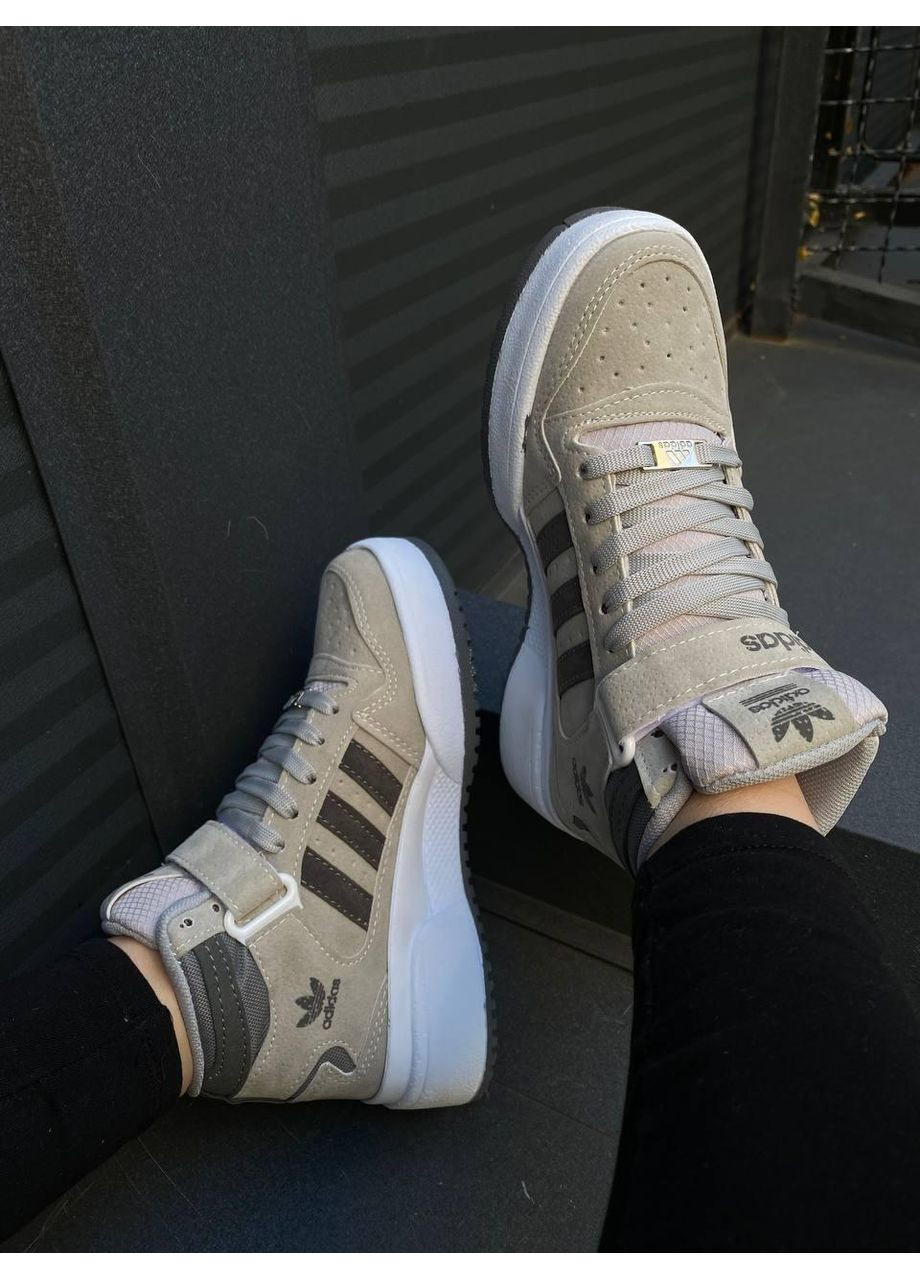 Серые демисезонные кроссовки мужские adidas forum 84 hight grey white адидас форум 84 No Brand