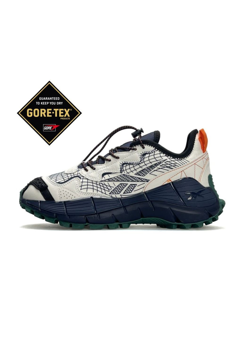 Бежевые демисезонные кроссовки мужские reebok No Brand Zig Kinetica 2.5 Edge GTX Beige Navy