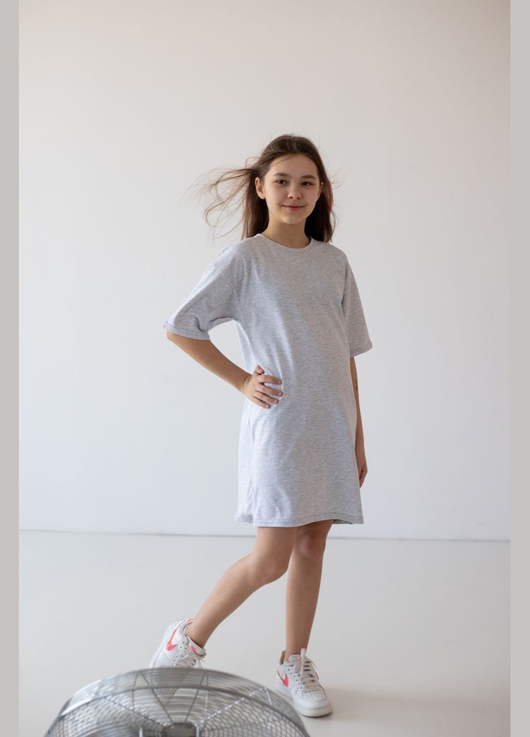 Сіра сукня-футболка для дівчат 05-2579-83 140 см Авекстекс (331622218)