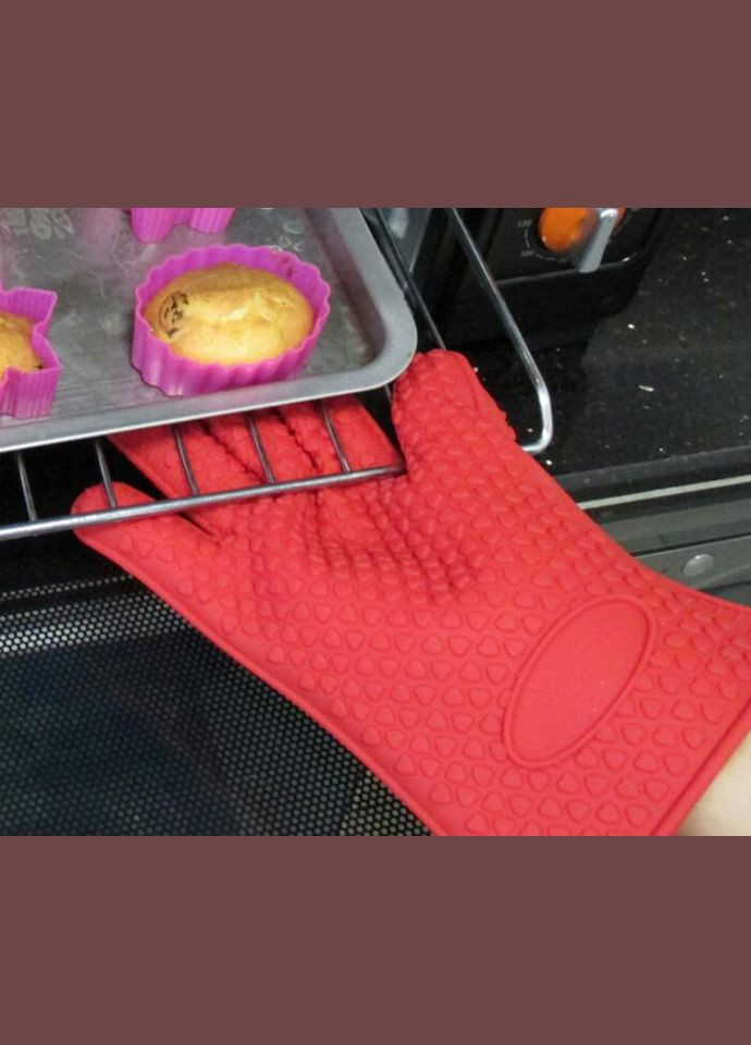 Силиконовая перчатка жаропрочная для гриля, красная 1шт (500339) Clefers (300694539)